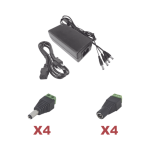 Epcom Powerline k2plk12dc4ch Kit con fuente EPCOM POWER LINE con salida de 12 Vcc a 5 Amper con 4 salidas / Incluye conectores JR52 y JR53