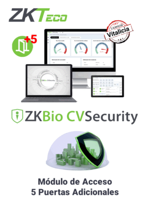 ZKTECO ZKBIOCVACADDONP5 - Modulo Vitalicio de Control de Acceso para Agregar 5 Puertas adicionales en BioCVSecurity / Se necesita tener una licencia base