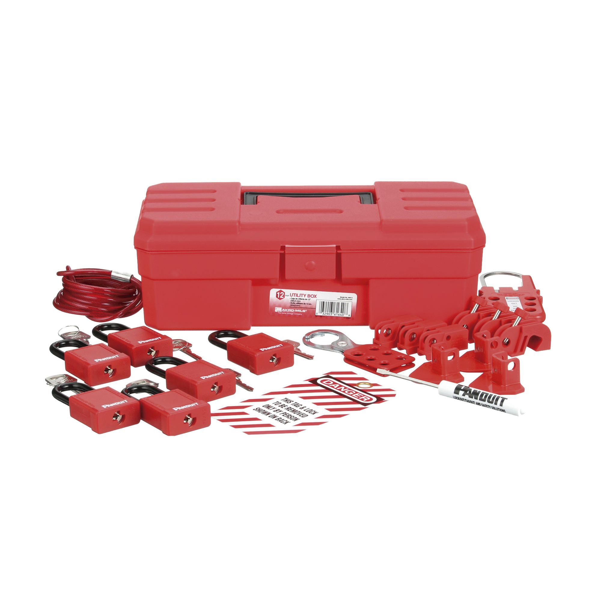 Panduit psl-kt-cona Kit de Bloqueo LOTO para Contratistas con Componentes (Color Rojo).