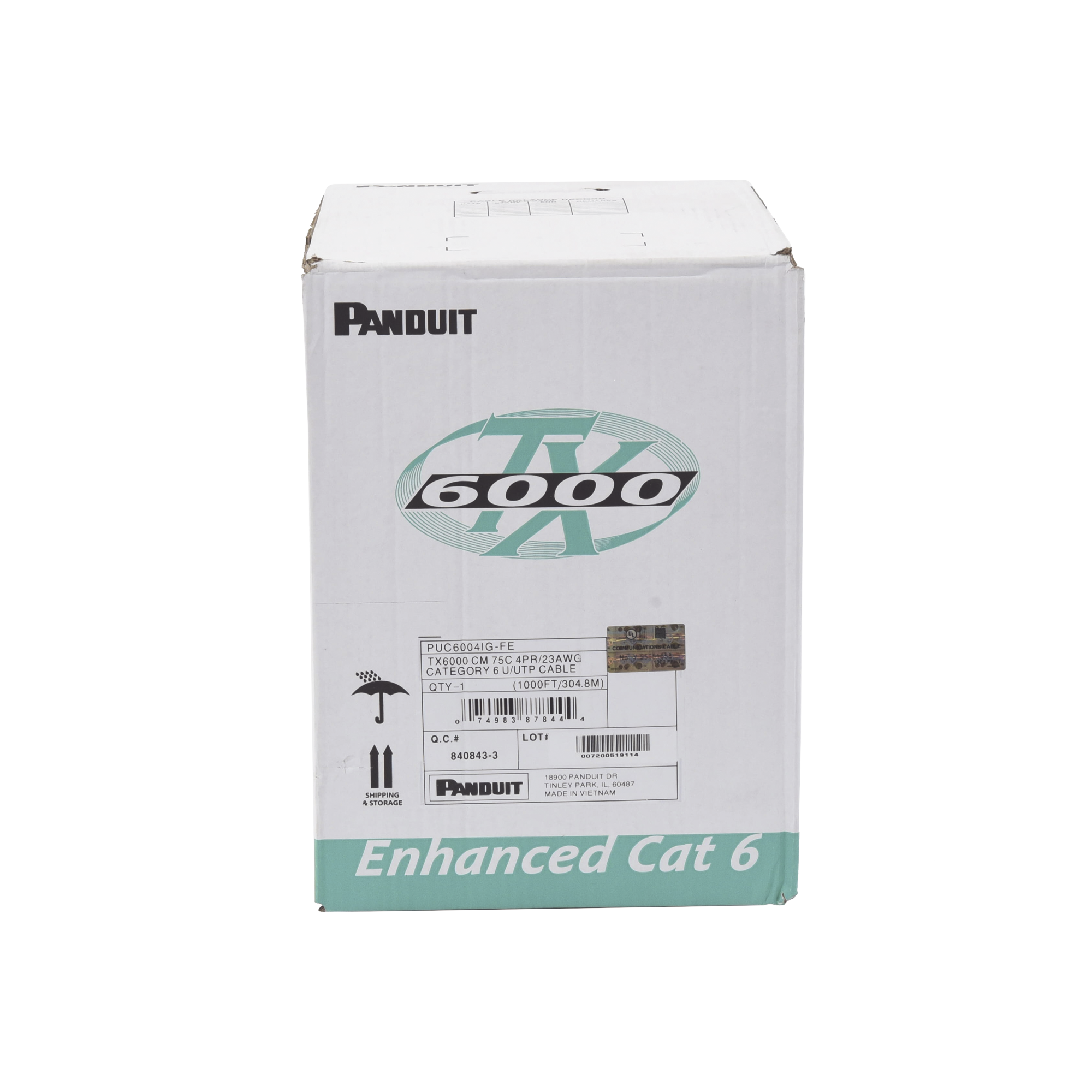 Panduit puc6004igfe Bobina de Cable UTP 305 m. de Cobre, TX6000? PanNet, Reelex, Gris Internacional, Categoría 6 Mejorado (23 AWG), PVC (CM), de 4 pares