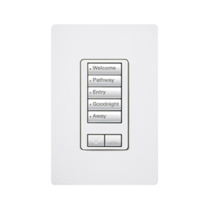 Lutron Electronics rrdw5brlwh (RadioRA2) Teclado seetouch 5 botones, 2 botones subir/bajar, programe escenas diferentes en cada botón.