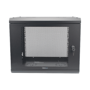 Linkedpro sr1909lh3p Gabinete de Pared de 9U con Puerta Perforada, 455 mm de Profundidad, Rack de 19, Acero Reforzado Color Negro.