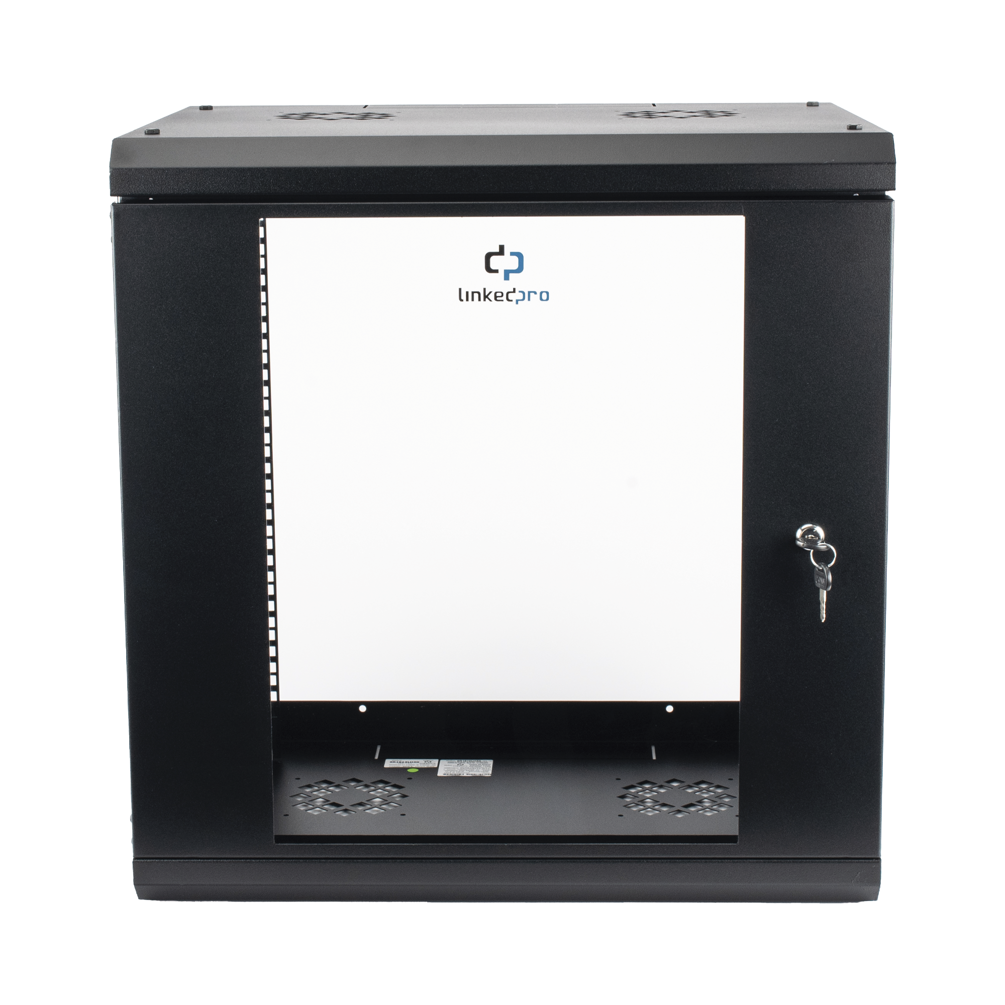 Linkedpro sr1912lh3g Gabinete de Pared de 12U con Puerta de Cristal Templado, 455 mm de Profundidad, Rack de 19, Acero Reforzado Color Negro.