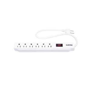Surtek sys-136221 Multicontacto con Supresor de Picos 450 Joules, Voltaje de Entrada: 127 Vca NEMA 5-15P, Con 6 Salidas NEMA 5-15R.