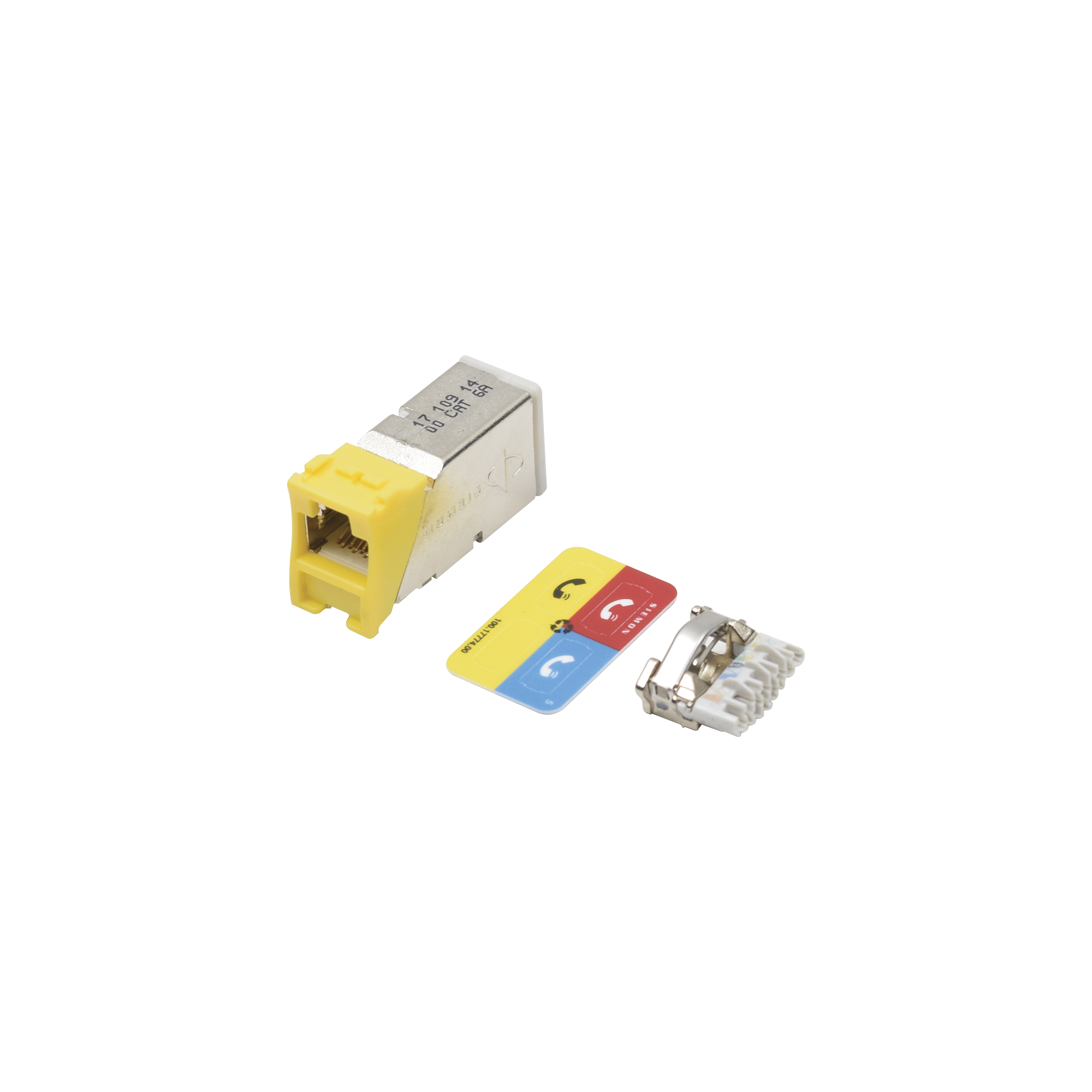 Siemon z6as05 Jack Z-MAX Cat6A, Blindado, Montaje híbrido en Placa de Pared (Plano y Angulado), Color Amarillo