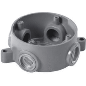 Rawelt csx20 Caja Redonda Estándar sin Tapa a Prueba de Intemperie 102(4) de 3/4 (19 mm) / Con 5 salidas.