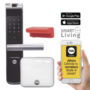 Yale-Assa Abloy mx81861 Kit Cerradura con manija YMF40A y HUB, Apertura por,  Código, Biometría y apertura por SMARTPHONE, Para puertas de 35 a 90 mm de espesor