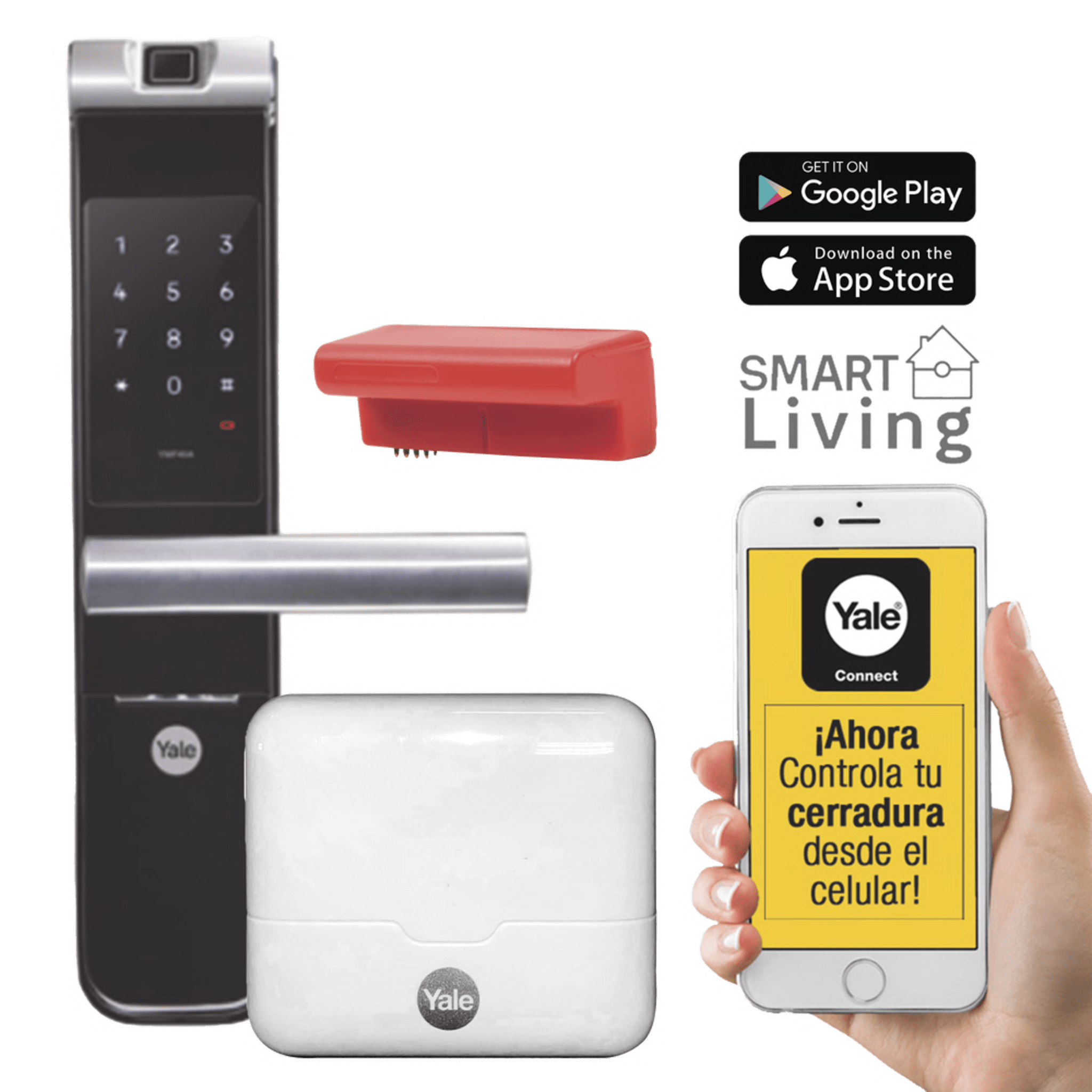 Yale-Assa Abloy mx81861 Kit Cerradura con manija YMF40A y HUB, Apertura por, Código, Biometría y apertura por SMARTPHONE, Para puertas de 35 a 90 mm de espesor