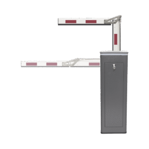 Accesspro ktxbflba3 Kit de Barrera Vehicular Izquierda y Brazo ARTICULADO de 3 Metros / Finales de Carrera Ajustables por Programación / Movimiento Fluido / Diseño Elegante Color Gris / Con Corona Led Semaforizada