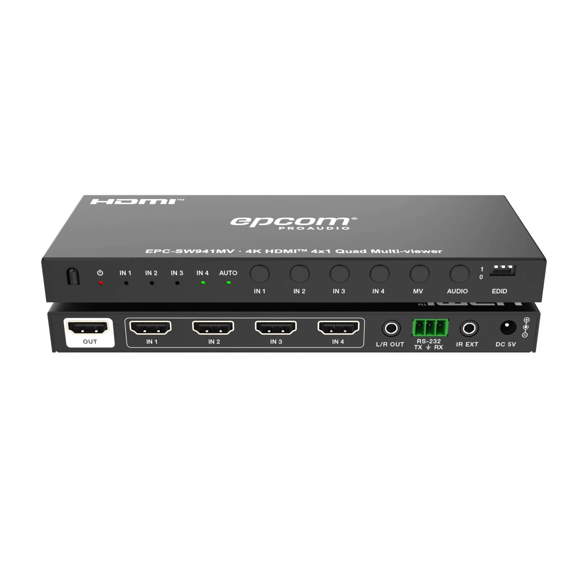 Epcom Proaudio epcsw941mv Multivisor HDMI 4x1 | 4K@30Hz | Vista Cuádruple | Cambio Automático/Manual | Control IR