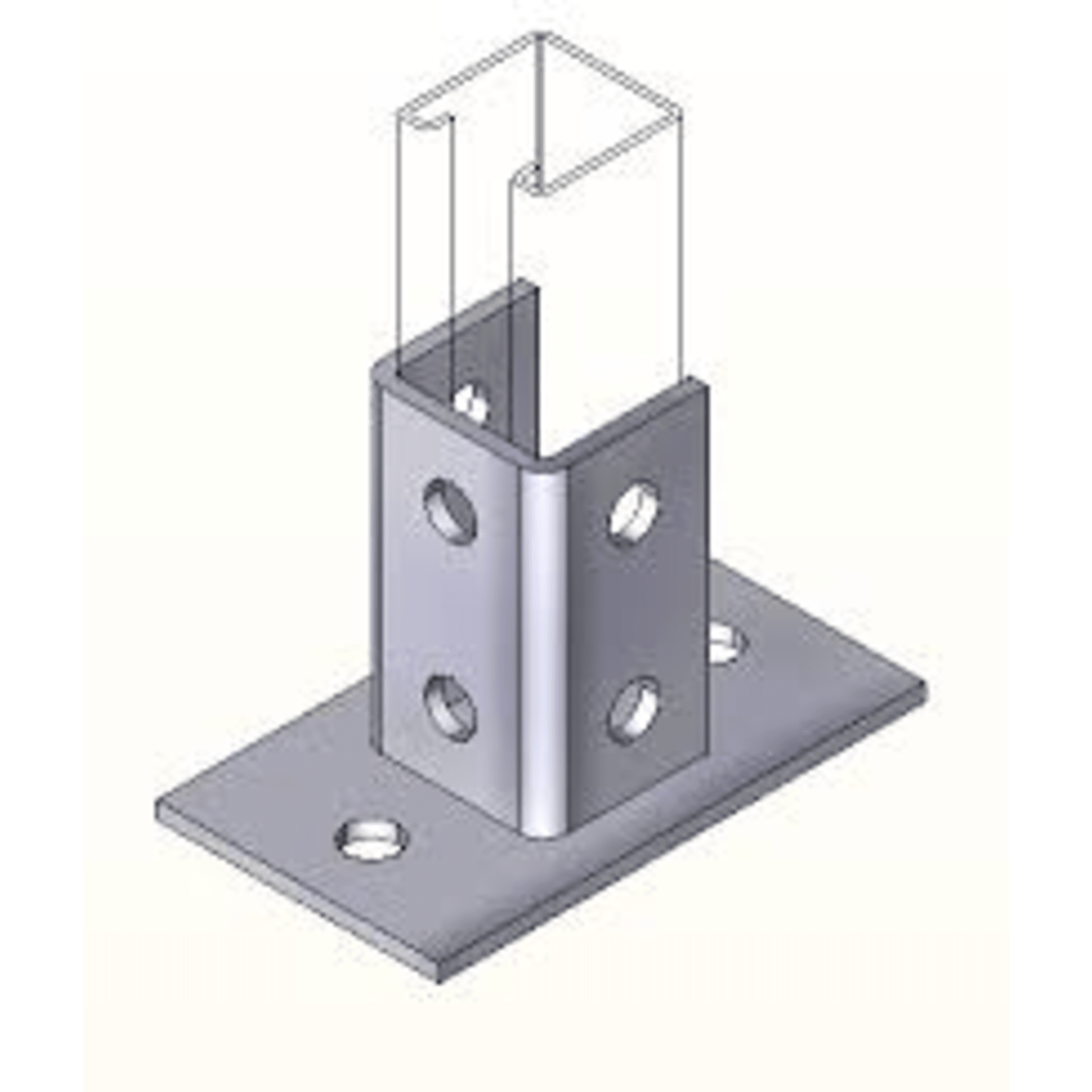 Anclo anchn01 Base Cuadrada con 4 Perforaciones para Perfil Sencillo.
