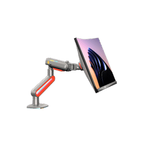 Nb-Epcom l60nb Montaje de Escritorio Ideal Para Monitores Gaming de 32- 60 / Capacidad de Carga Maxima 20 Kg / Vesa 75 x 75 - 100 x 100 / Acero / Giro 360° / Color Carbon Mate con Cubierta Plastica Color Rojo / Iluminación RGB