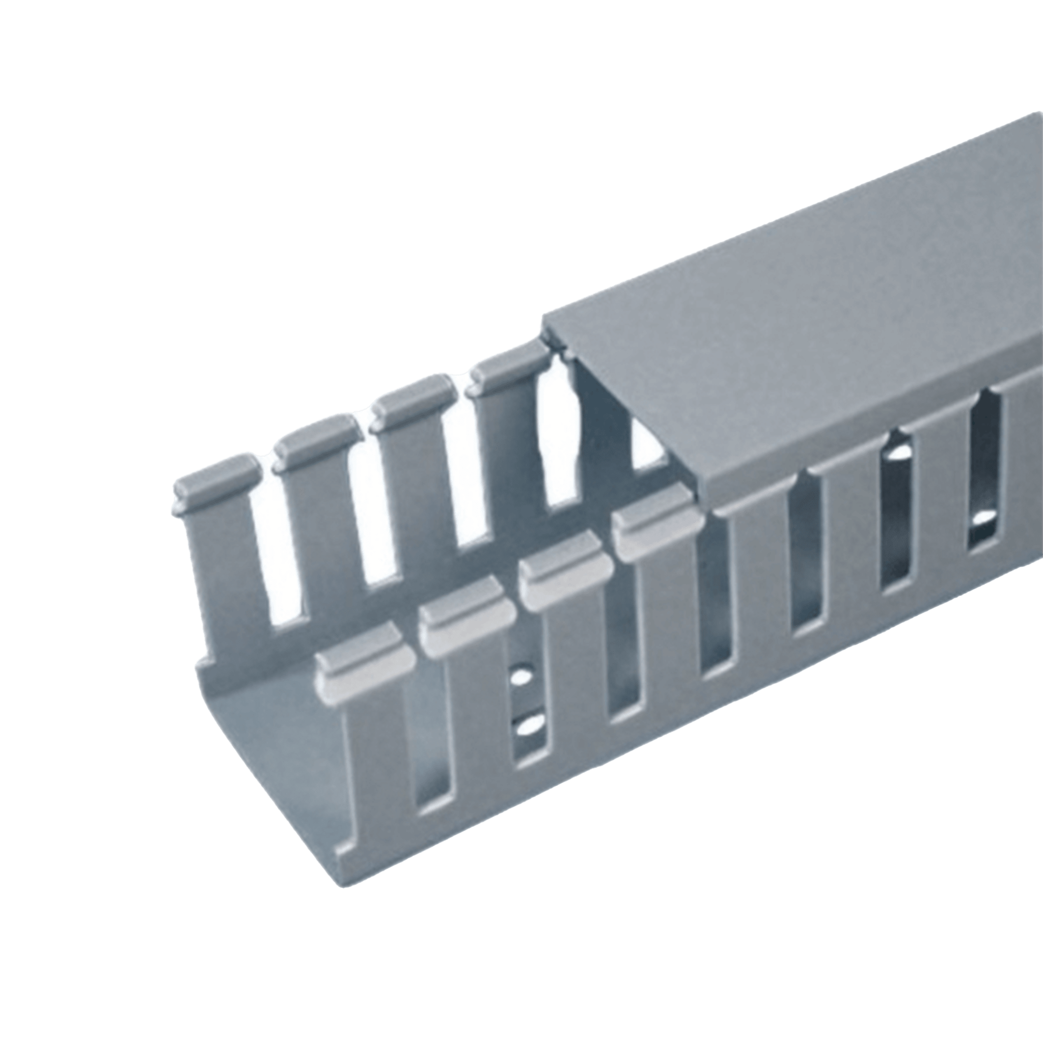 Panduit fc1.5x4lg2 Canaleta Ranurada de PVC con Tapa, Tipo F, 44.5 mm de Ancho, 104.1 mm de Alto y 2 m de Largo, Color Gris