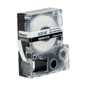 Panduit h000x025h1m Casete de Etiquetas de Poliolefina de Cinta Continua, Tubo Termocontráctil, 6.4 (0.25 in) mm de Ancho y 2.4 m de largo, para cables de calibre 22-18 AWG, Color Blanco