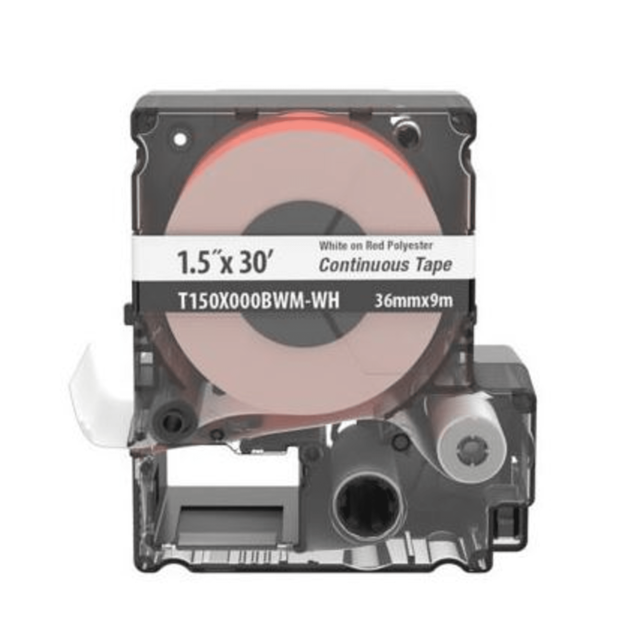 Panduit t150x000bwmwh Casete de Etiquetas de Vinilo de Cinta Continua, Color Negro Sobre Rojo, Uso Interior/Exterior, 35.8 mm de Ancho x 9 Metros de Largo