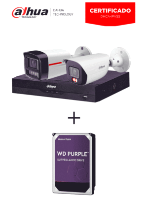 Dahua dhca-ipvss DAHUA Kit para certificación Dahua DHCA-IPVSS compuesto por: DH-IPC-HFW3249E-S-IL , DH-IPC-HFW2249TL-S-PRO, DHI-NVR2104HS-P-I2 y WESTERN WD10PURZ - Disco Duro de 1TB