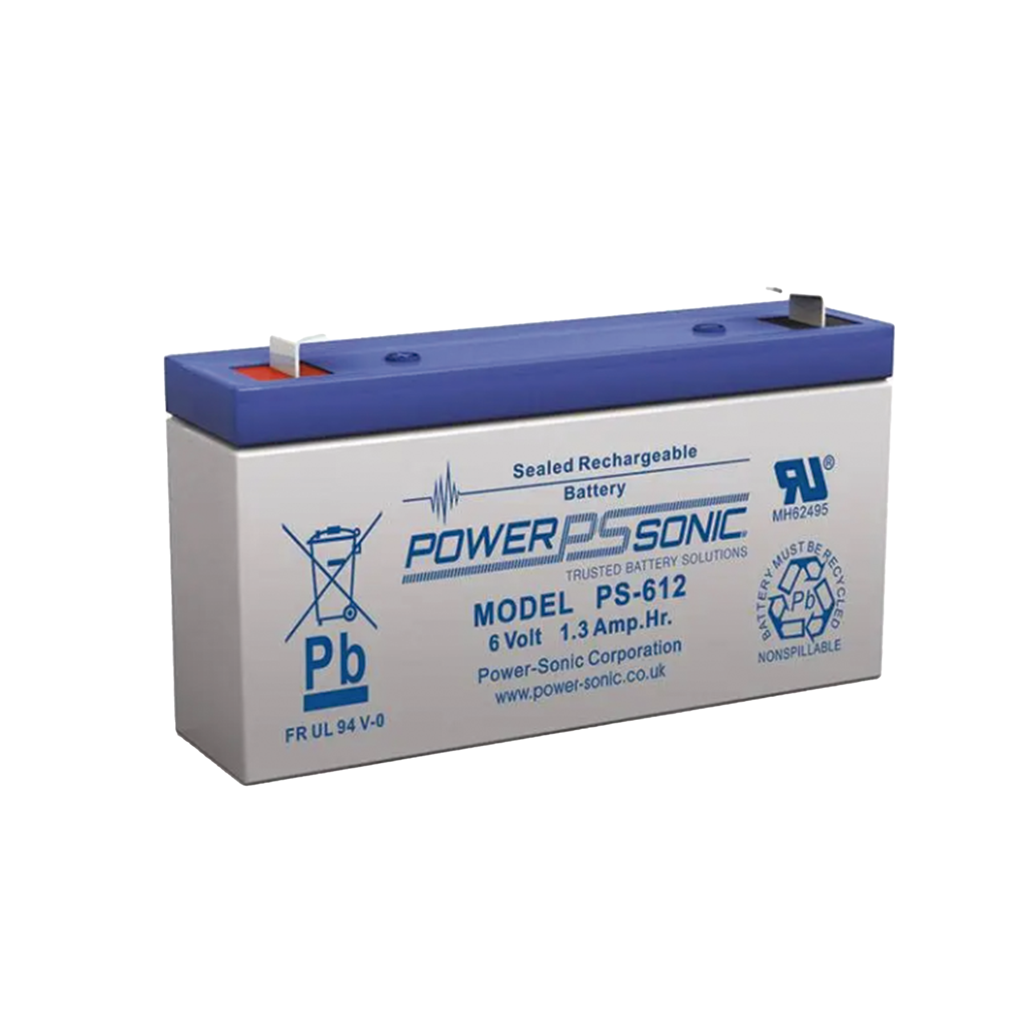 Power Sonic ps612-f1 Batería 6V, 1.2AH, Para Respaldo, Tecnologías AGM/VRLA, 5 Años Vida Útil, Terminales F1, Reconocida UL