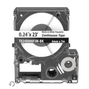 Panduit t024x000fjm-bk Casete de Etiquetas de Poliolefina de Cinta Continua, Color Negro Sobre Blanco, Uso Interior/Exterior, 5.82 mm de Ancho x 7 Metros de Largo