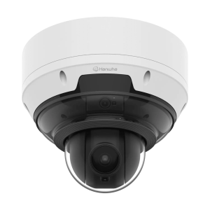 Hanwha Vision pnm-c19183rvtp Camara AI 5MP 3CH Fija + 4MP 18x PTZ / Detección de Objetos (Persona/Vehículo/Matrícula) / IVA / IR 15 mts / Auto Calibración / Secure Element FIPS 140-3 Level3 / IP66 / PoE++