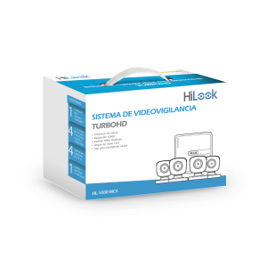 Hilook By Hikvision hl-1080-mc4 KIT TurboHD 1080p / DVR 4 canales / 4 Cámaras Bala de Metal / H.265+ / 1 Fuente de Poder Profesional / Accesorios de Instalación