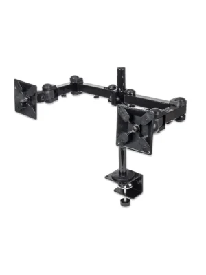 MANHATTAN - 420808 - Soporte para monitor, de escritorio, movimiento articulado, 2 pantallas planas de 13" a 24" máximo 6 kg cada uno / Soporta dos monitores, brazo con movimiento de dos puntos