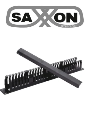 SAXXON CO-48P - Organizador de cables horizontal con tapa para rack de19" / 1U / 48 posiciones / Color Negro / Tapa y Base Metálica