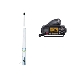 Icom ic-m220/5101 Kit de radio móvil VHF marino modelo IC-M220/13 y antena marina Shakespeare en fibra de vidrio 5101