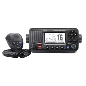 Icom ic-m424g/41 Radio VHF Móvil Marino, Función de cancelación de ruido, GPS interconstruido, Salida de potencia de 10W, Bocina Manual, Elimina Residuos de Agua de la Bocina, IPX7 Sumergible, Color Negro.
