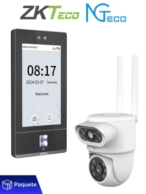 ZKTECO  Paquete de Terminal de Control de Acceso y Asistencia Facial ZKTeco SenseFace 7A con Cámara PTZ WiFi 4 MP NGTeco NGSH01C8AN #KITZK