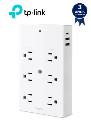 TP-LINK TAPO P306 - Multicontacto de 6 contactos WiFi para exterior , equipado con 1 puerto USB-C (PD) y 2 puertos USB-A (QC3.0), que brindan hasta 18 W de potencia , Control remoto con APP TAPO , Compatible con Alexa, Google Home y Apple Home.#2025TPL