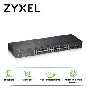 Zyxel gs1920-24v2 SWITCH ZYXEL GS1920-24V2 24 PUERTOS RJ45 100/1000 MBPS + 4 PUERTOS COMBO RJ45/SFP 1000 MBPS ADMINISTRABLE-L2 COMPATIBLE CON NEBULA Y STANDALONE