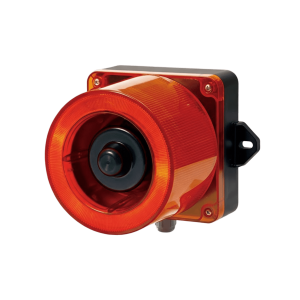 Qlight qwcd50-012024-r-lc Combinacion de baliza LED color Rojo y sirena electrónica de 31 tonos resistente a la intemperie de volumen máx. 123 dB a 12-24 VCD