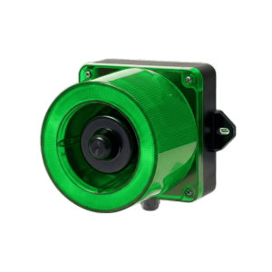 Qlight qwcd50-012024-g-lc Combinacion de baliza LED color Verde y sirena electrónica de 31 tonos resistente a la intemperie de volumen máx. 123 dB a 12-24 VCD