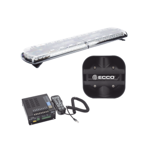 Ecco 12tr48kit130 Kit de Sirena Vehicular H2 Covert, Bocina de uso rudo y Torreta 48 Serie 12 con 130 LED, dual color rojo/azul/claro/ambar, ideal para equipar unidades de policia