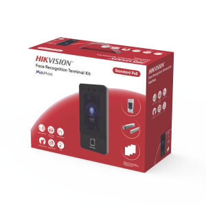 Hikvision ds-kas342 Kit Terminal Reconocimiento Facial / 1500 Rostros + 3000 Huellas + 3000 Tarjetas / Pantalla Táctil 4.3 / 2 MP Gran Angular / PoE + / Alimentación Cerradura / IP65 / Wi-Fi + Audio Bidireccional / Reconocimiento con Mascarilla
