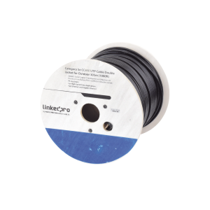 Linkedpro epcat6v2ext Bobina de Cable de 305 Metros (1000 Pies) Cat6, Aleación de Cobre y Aluminio (CCA), Color Negro, Uso Intemperie, Doble Forro