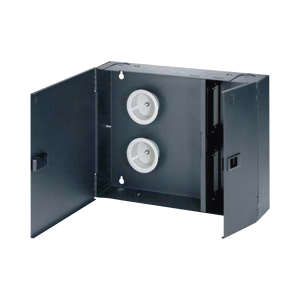 Panduit fwme4 Caja de Conexión de Fibra Óptica, Para Montaje en Pared, Acepta 4 Placas Acopladoras FAP o FMP, Hasta 96 Fibras, Color Negro