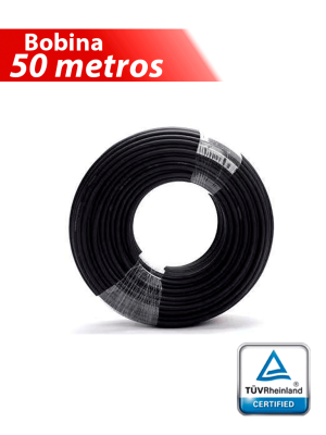 Cable Fotovoltaico H1Z2Z2-K - Carrete 50 metros lineales Cable Fotovoltaico Color Negro 6mm2/ Calibre 10AWG / Cubierta libre de halógenos cero propagación de llama / 1.0/1KVAC, 1500DC / MAX VOLTAJE 1800 VDC