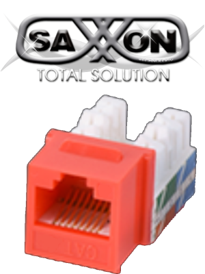 SAXXON M265C5R - Modulo jack keystone RJ45 / 8 Hilos / CAT 5E / Compatible con calibres AWG 22-26 / Color rojo