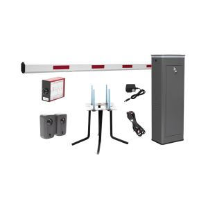 Accesspro kit-xbs-3l Kit COMPLETO Barrera Izquierda XBS Con Corona LED / Brazo de 5.5 Metros / Incluye Sensor de Masa, Transformador, Lazo Magnético, Ancla, Fotoceldas y 2 Controles Inalámbricos