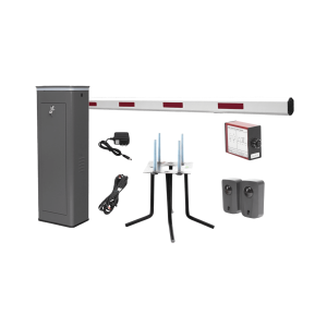 Accesspro kit-xbs-3r Kit COMPLETO Barrera Derecha XBS Con Corona LED / Brazo de 5.5 Metros / Incluye Sensor de Masa, Transformador, Lazo Magnético, Ancla, Fotoceldas y 2 Controles Inalámbricos