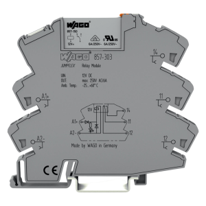 Wago 857-303 Módulo Relé 12V DC / 1 Inversor / 6A Corriente Permanente / Push-in CAGE CLAMP® / Indicador LED Amarillo / Aislamiento Reforzado / IP20 / Carril DIN-35