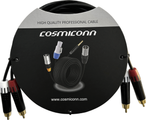 Cosmiconn crc03-2rm-2rm-2-001 Cable 2 RCA x 2 RCA, conectores negros, con diferenciador de blanco y rojo (2x MT380-RD - 2x MT380-WH), length 2m