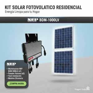 Nep bdm1000lvkit Kit Solar Interconexion  / 1kW  127Vca / Microinversores HOYMILES / Montaje Incluido