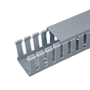 Panduit fc1.5x2lg2 Canaleta Ranurada de PVC con Tapa, Tipo F, 44.5 mm de Ancho, 53.8 mm de Alto y 2 m de Largo, Color Gris