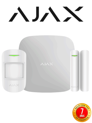 AJAX KIT STARTER - Panel de alarma Hub2Plus conexión Ethernet / WiFi / LTE APP AJAX PRO iOS y Android , 1 sensor de movimiento y 1 detector de puerta o ventana con entrada auxiliar en color blanco #jul