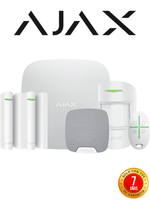 AJAX KIT RESIDENCIAL - Panel de alarma Hub2Plus conexión Ethernet / WiFi / LTE, APP AJAX PRO iOS y Android , 1 sensor de movimiento, 2 detectores para puerta o ventana, 1 control remoto y una sirena interior inalámbrica color Blanco #RESIDENCIAL