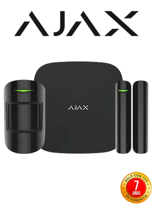 AJAX KIT STARTER B - Panel de alarma Hub2Plus conexión Ethernet / WiFi / LTE, APP AJAX PRO iOS y Android , 1 sensor de movimiento y 1 detector de puerta o ventana con entrada auxiliar en color Negro