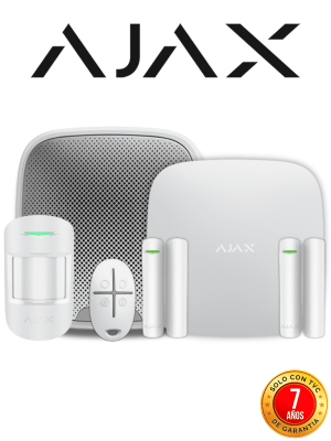AJAX KIT RESIDENCIAL EXT - Panel de alarma Hub2(4G) conexión Ethernet/ 4G color Blanco/ APP AJAX PRO iOS y Android, 1 sensor de movimiento, 2 detectores para puerta o ventana, 1 control remoto y una sirena EXTERIOR inalámbrica #RESIDENCIAL