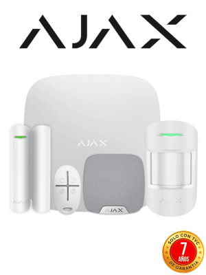 AJAX KIT RESIDENCIAL LIGHT - Panel de alarma Hub2Plus conexión Ethernet / WiFi / LTE, APP AJAX PRO iOS y Android , 1 sensor de movimiento, 1 detector para puerta o ventana, 1 control remoto y una sirena interior inalámbrica color Blanco #RESIDENCIAL